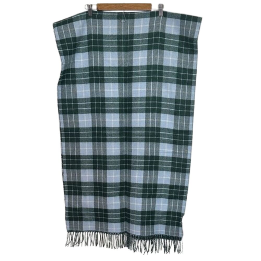 NWT J. Crew Rectangle Plaid Scarf Womens OS Fringe Preppy Green Powder Blue New